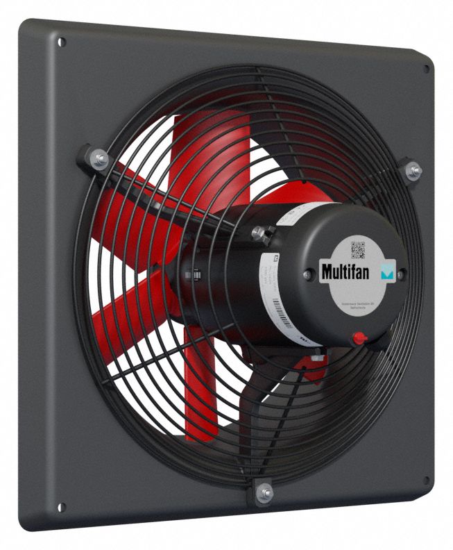 EXHAUST FAN, DIRECT DRIVE, 12 IN BLADE, 1/16 HP, 1,410 CFM, 240V AC, 1 PH, TOTALLY ENCLOSED