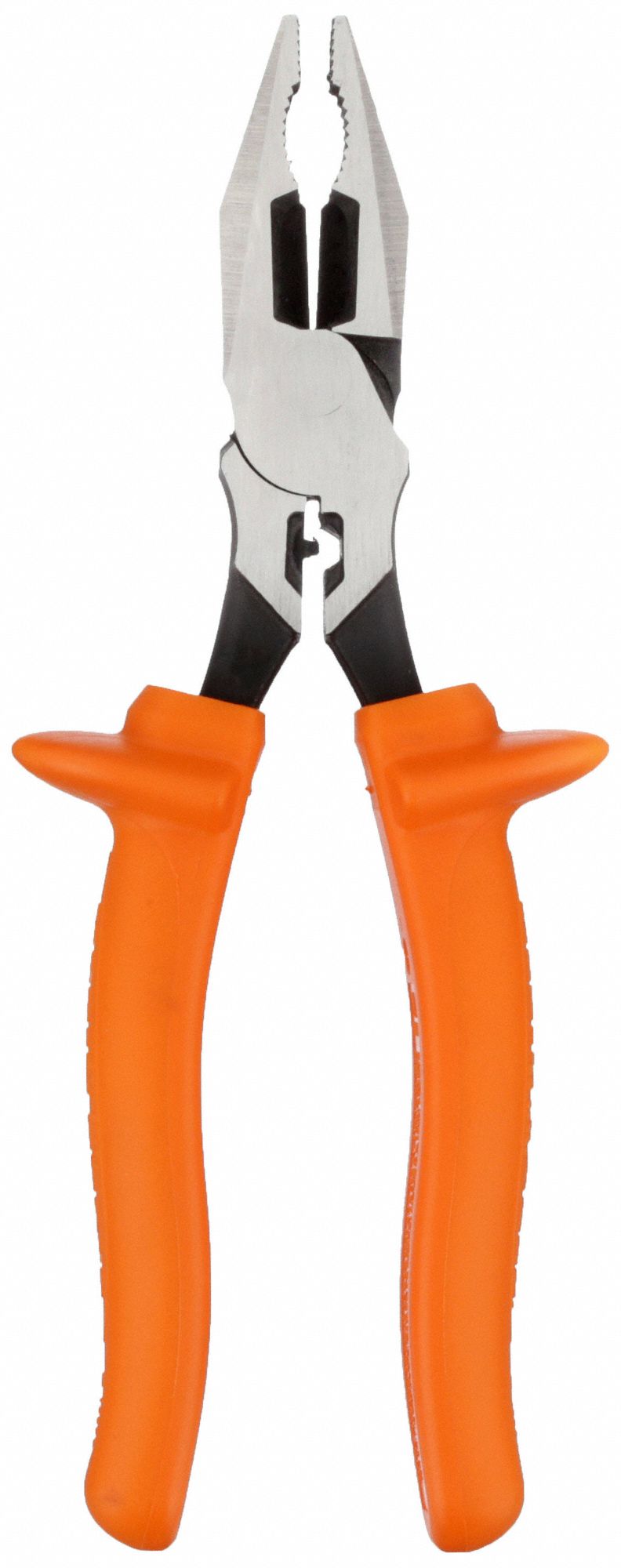 Linemans Plier: Insulated, Flat, 8 3/4 in Overall Lg, 1 3/4 in Jaw Lg, 1 in Jaw Wd, 1/2 in Jaw Thick