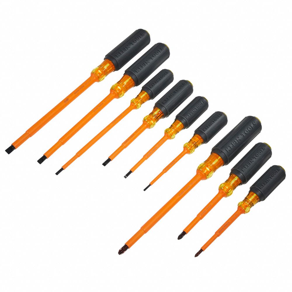 KLEIN TOOLS Insulated Screwdriver Set 9 Pieces, Phillips/Slotted Tip