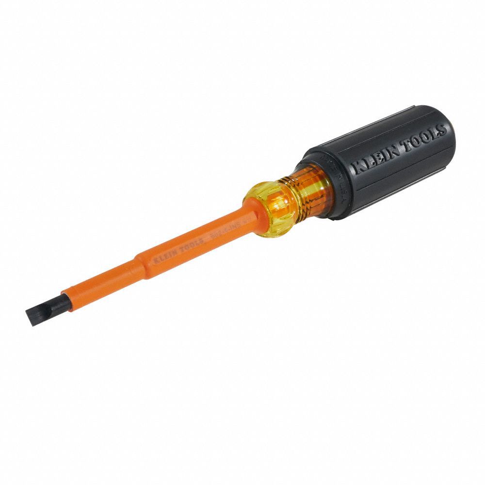 KLEIN TOOLS Alloy Steel Insulated Slotted Screwdriver with 4 in Shank and 1/4 in Slotted 1N053