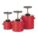 PLUNGER CAN, ¼ GAL, RED, POLYETHYLENE, BRASS, 9¾ IN HEIGHT, 5¼ IN OUTSIDE DIAMETER