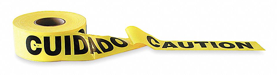 BARRICADE TAPE,YELLOW/BLACK,1000FT X 3"