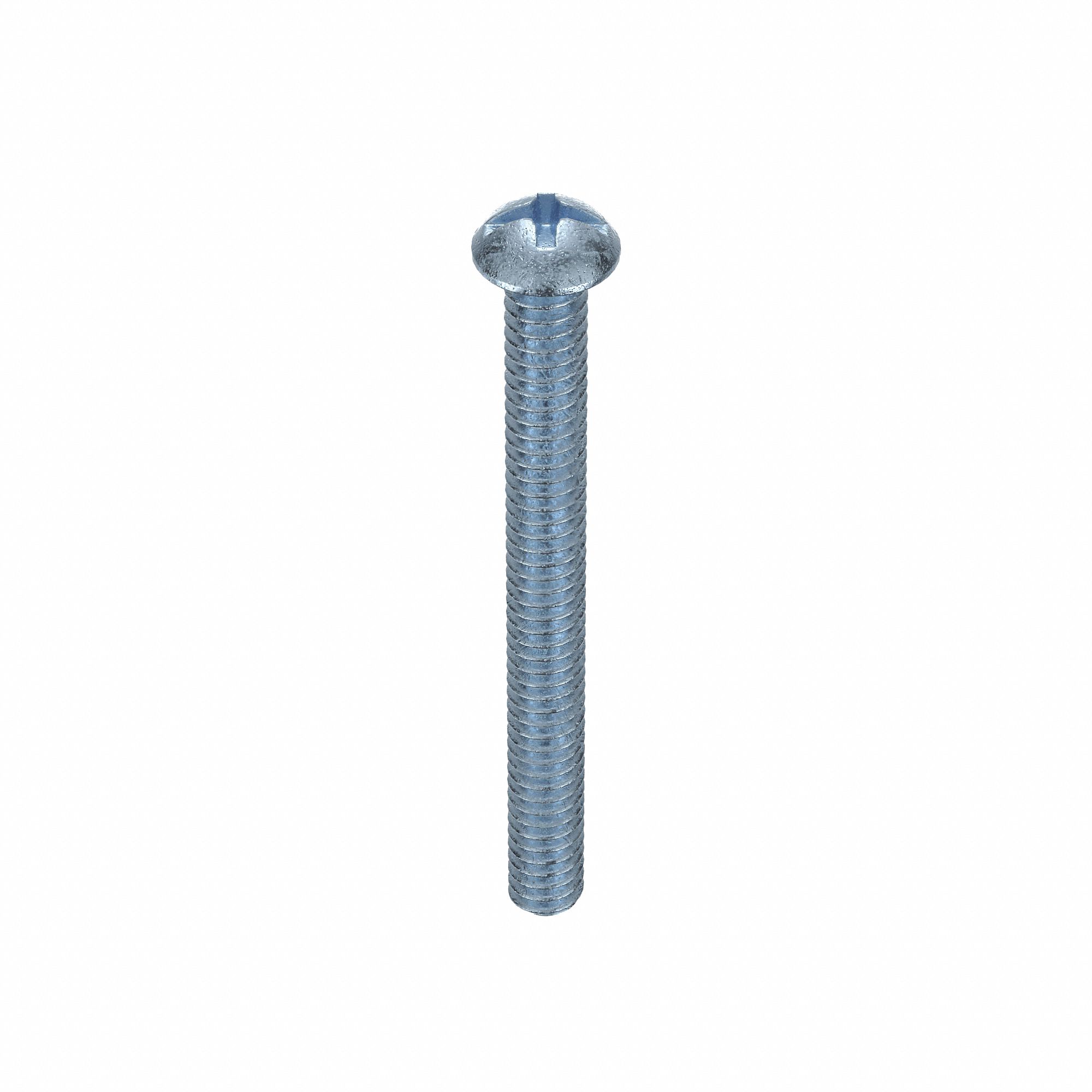 MACHINE SCREW, #10-24 THREAD, 2 IN L, STEEL, ZINC PLATED, ROUND, ASME B18.6.3, INCH, 100 PK