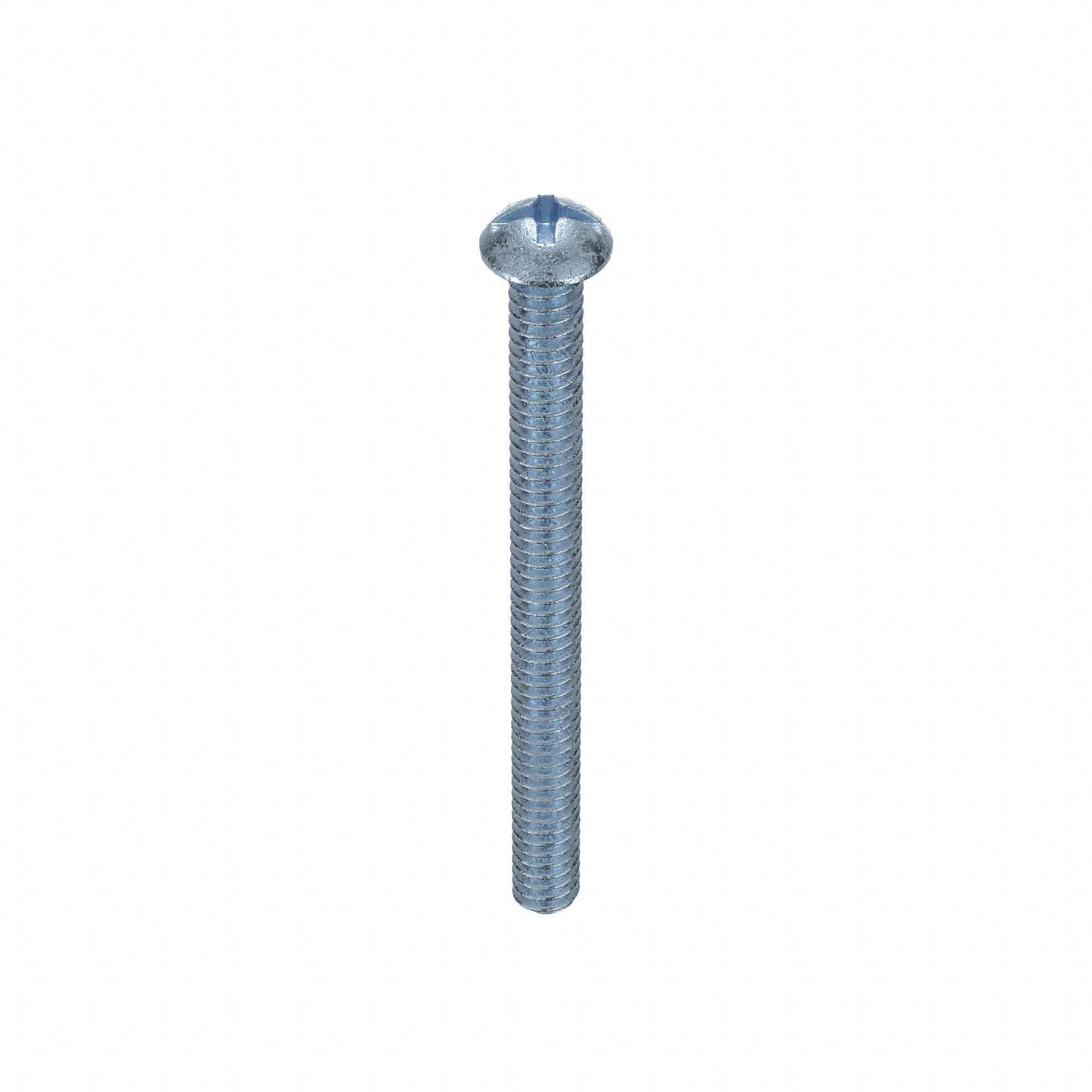 MACHINE SCREW, #10-24 THREAD, 2¼ IN L, STEEL, ZINC PLATED, ROUND, ASME B18.6.3, 100 PK