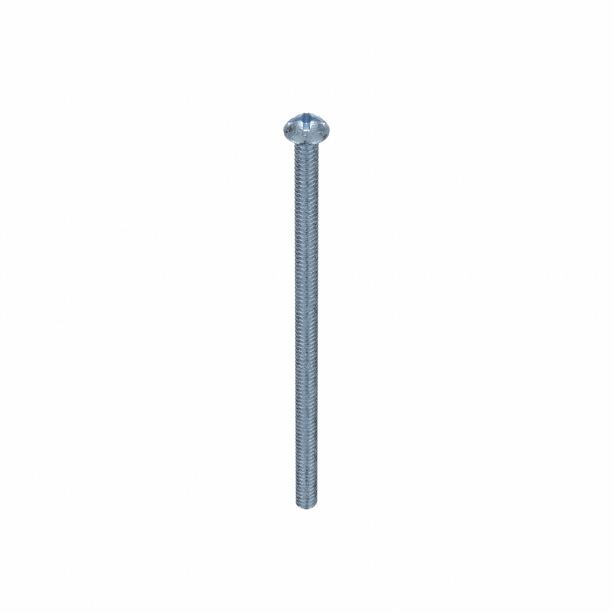 MACHINE SCREW, #10-24 THREAD, 4 IN L, STEEL, ZINC PLATED, ROUND, ASME B18.6.3, INCH, 100 PK