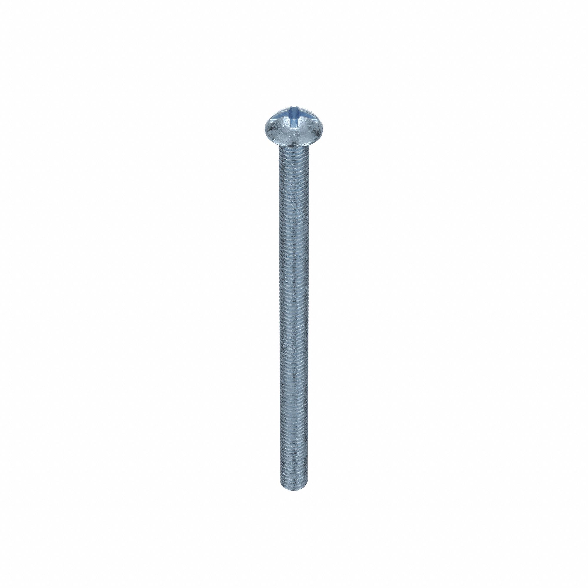 Machine Screw: #10-32 Thread Size, 3 in Lg, Steel, Zinc-Plated, Round, Machine Screw, 100 PK