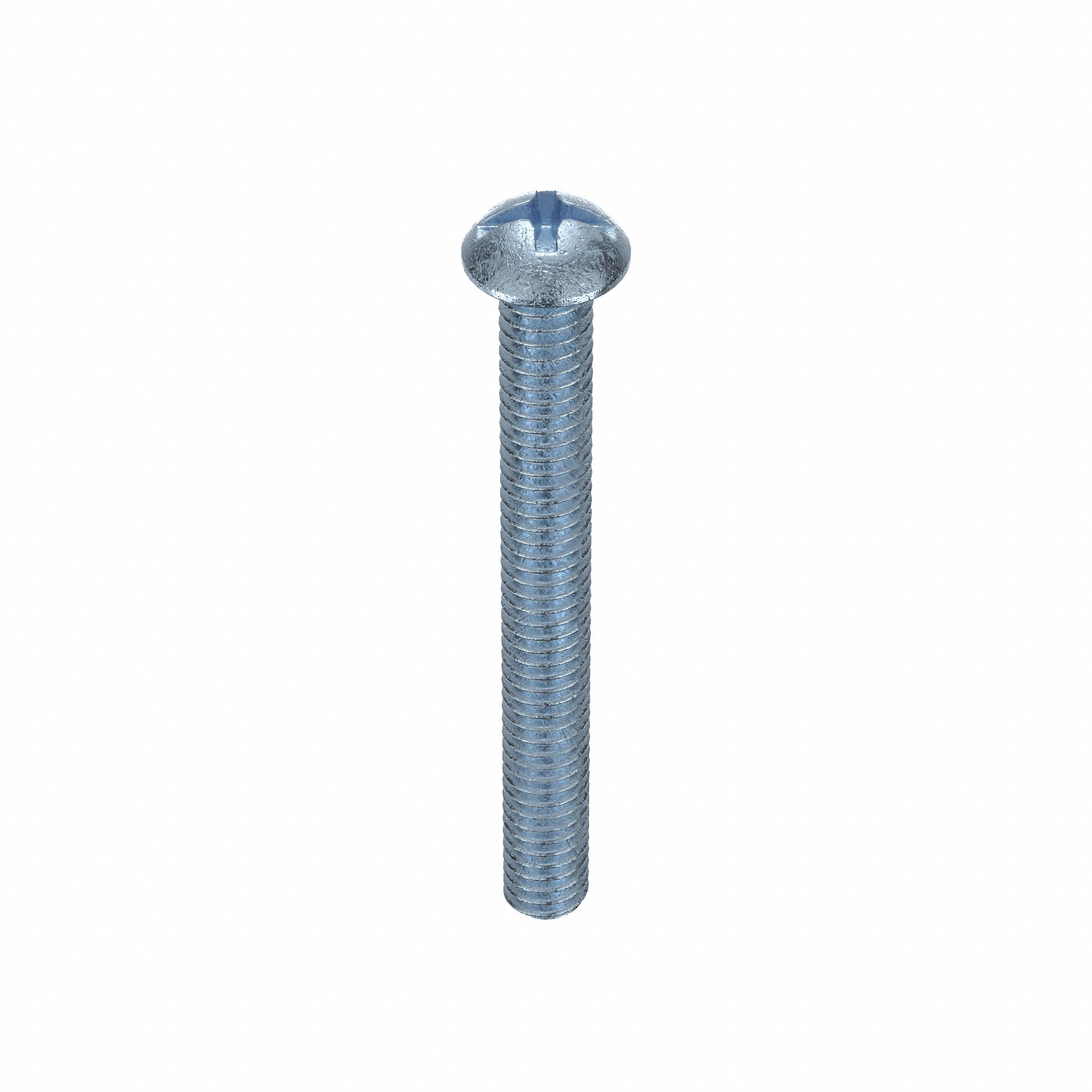 MACHINE SCREW, #12-24 THREAD, 2 IN L, STEEL, ZINC PLATED, ROUND, ASME B18.6.3, INCH, 100 PK