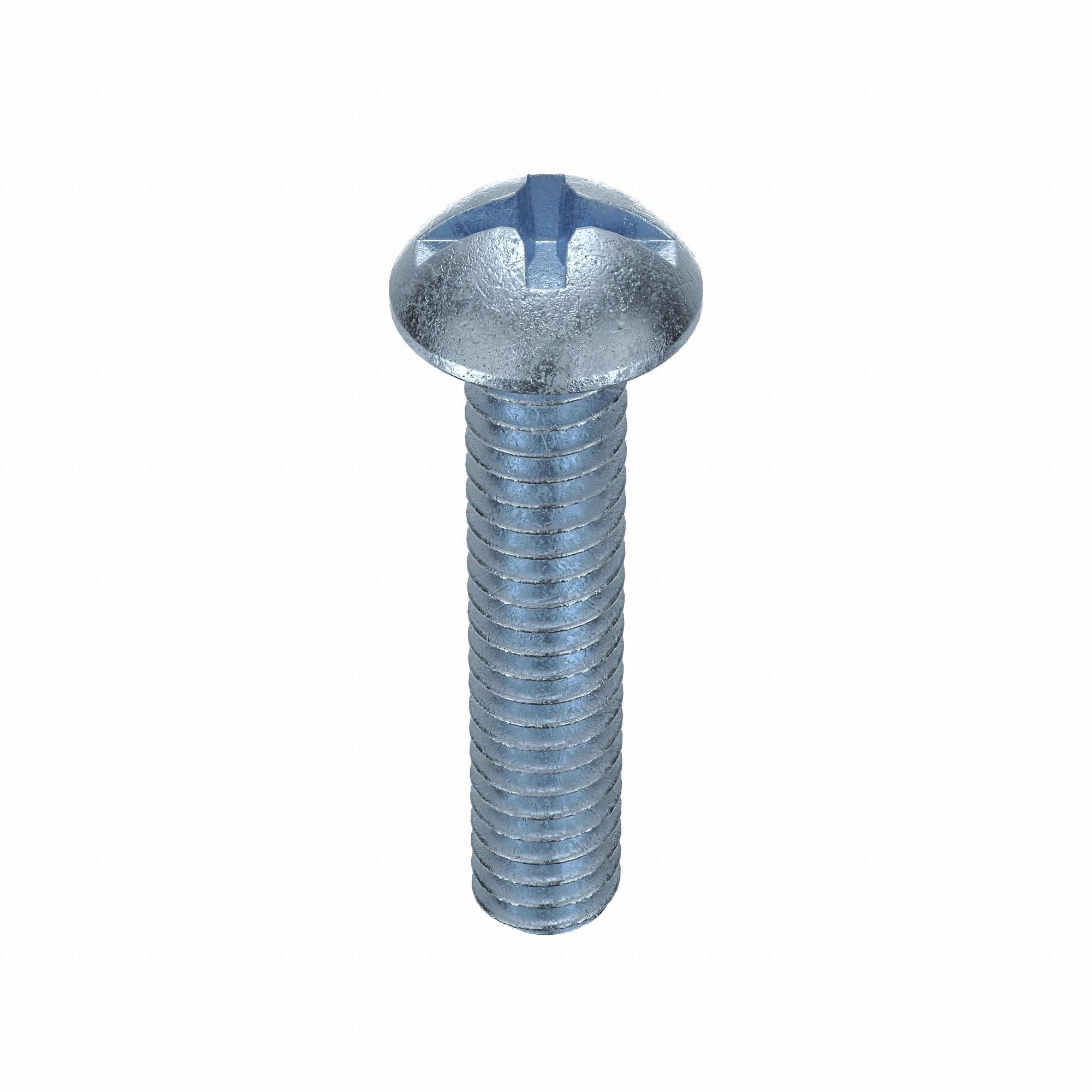 Machine Screw: 1/4"-20 Thread Size, 1 1/4 in Lg, Steel, Zinc-Plated, Round, Machine Screw, 100 PK