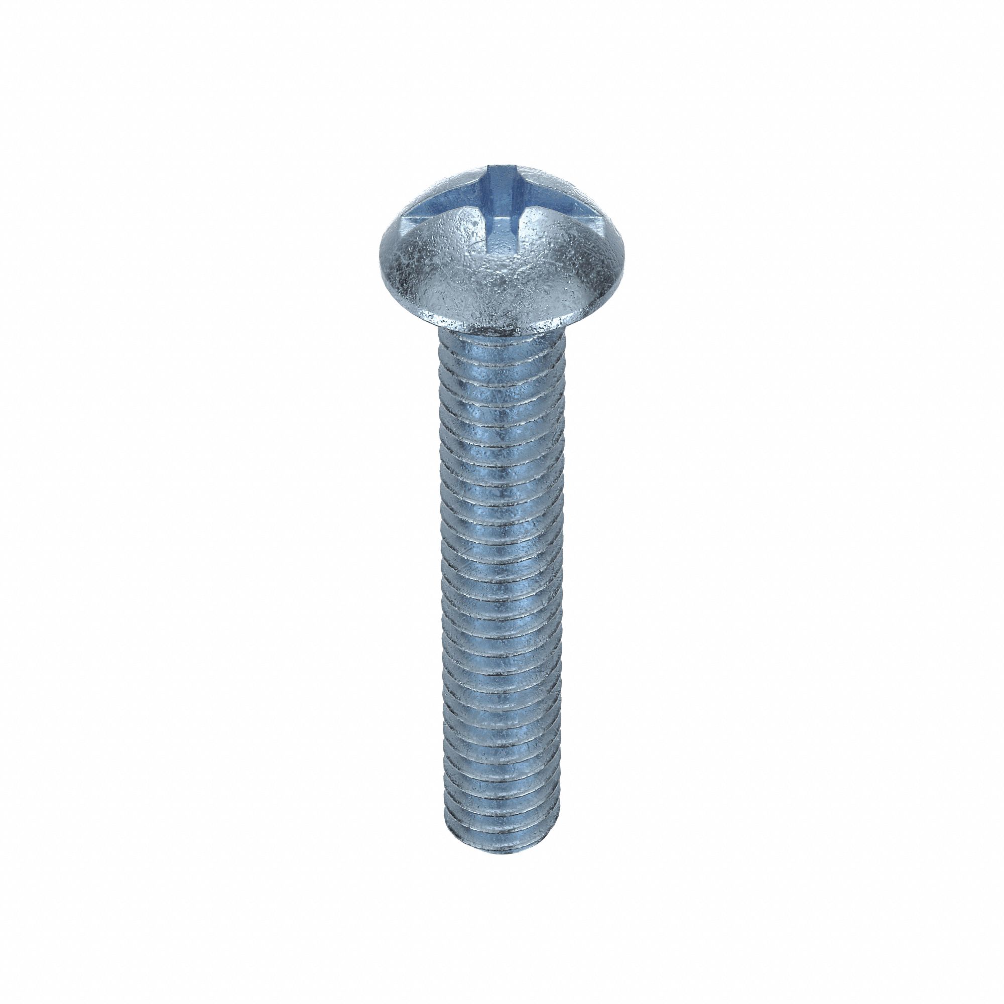 Machine Screw: 1/4"-20 Thread Size, 1 1/2 in Lg, Steel, Zinc-Plated, Round, Machine Screw, 100 PK