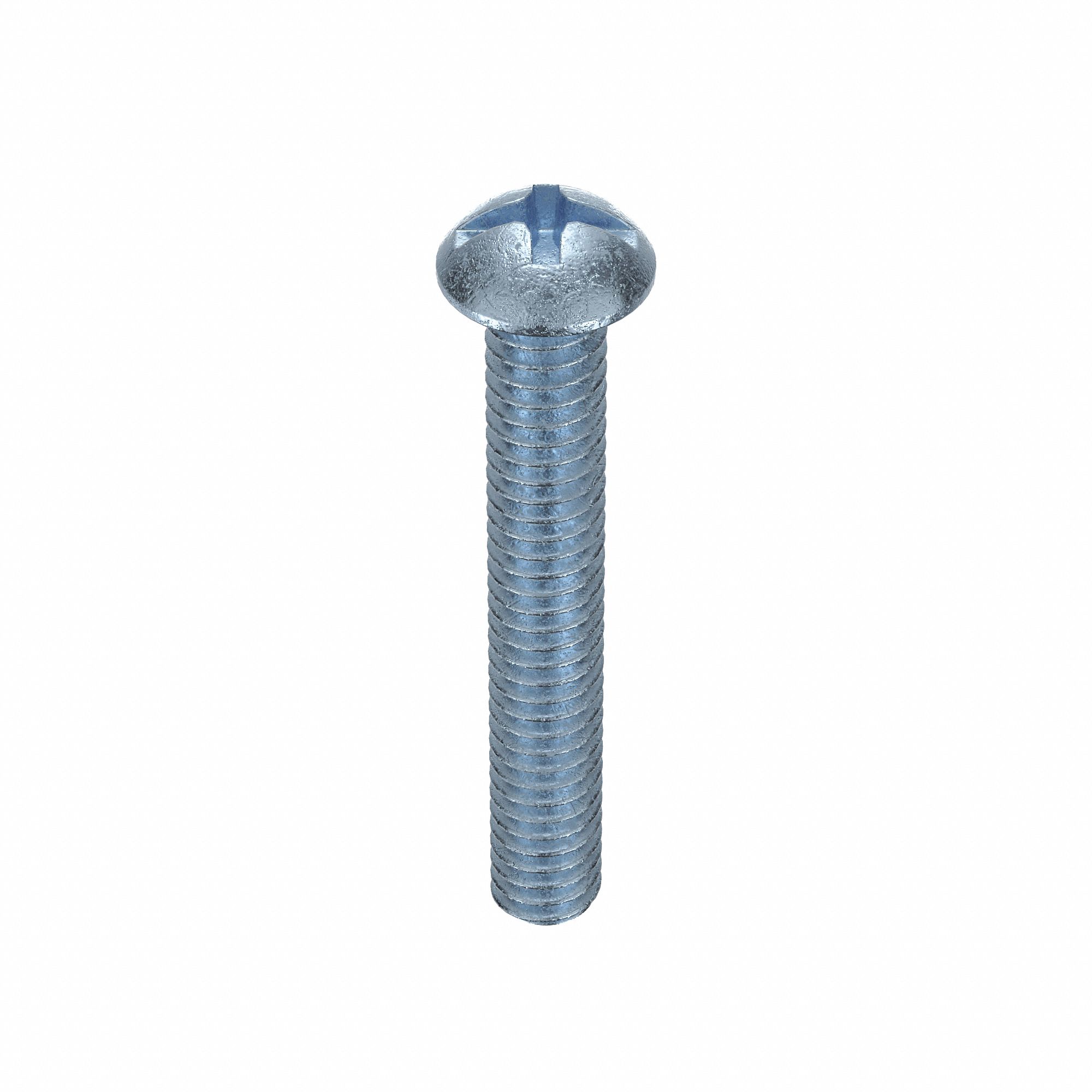 Machine Screw: 1/4"-20 Thread Size, 1 3/4 in Lg, Steel, Zinc-Plated, Round, Machine Screw, 100 PK