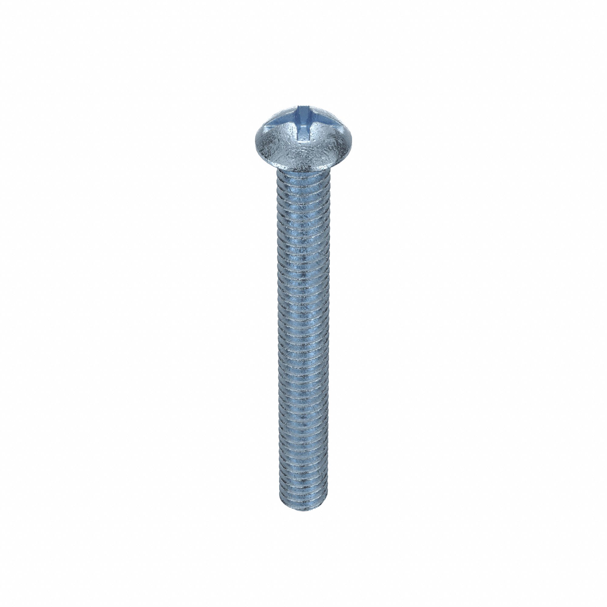 Machine Screw: 1/4"-20 Thread Size, 2 1/4 in Lg, Steel, Zinc-Plated, Round, Machine Screw, 100 PK