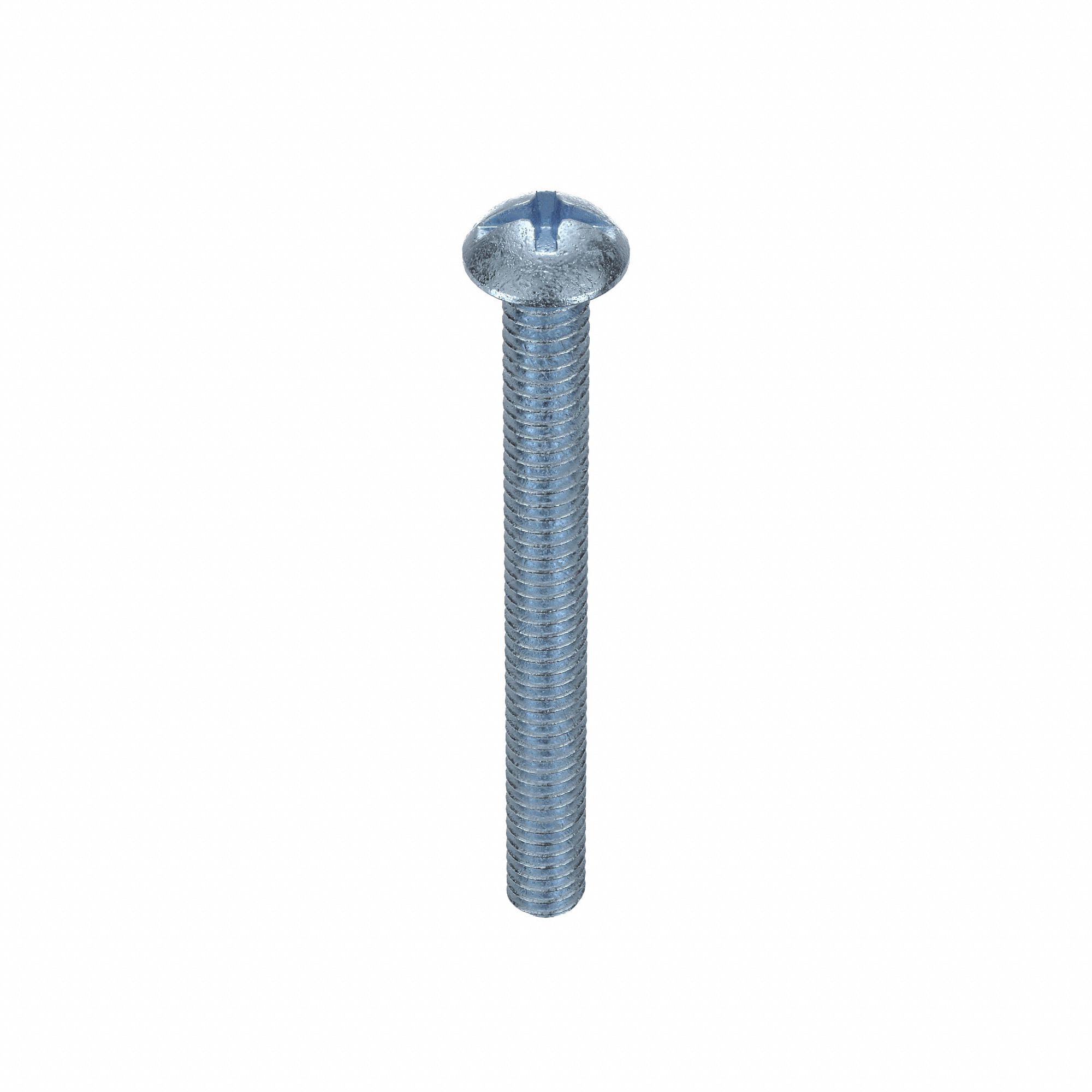 Machine Screw: 1/4"-20 Thread Size, 2 1/2 in Lg, Steel, Zinc-Plated, Round, Machine Screw, 100 PK