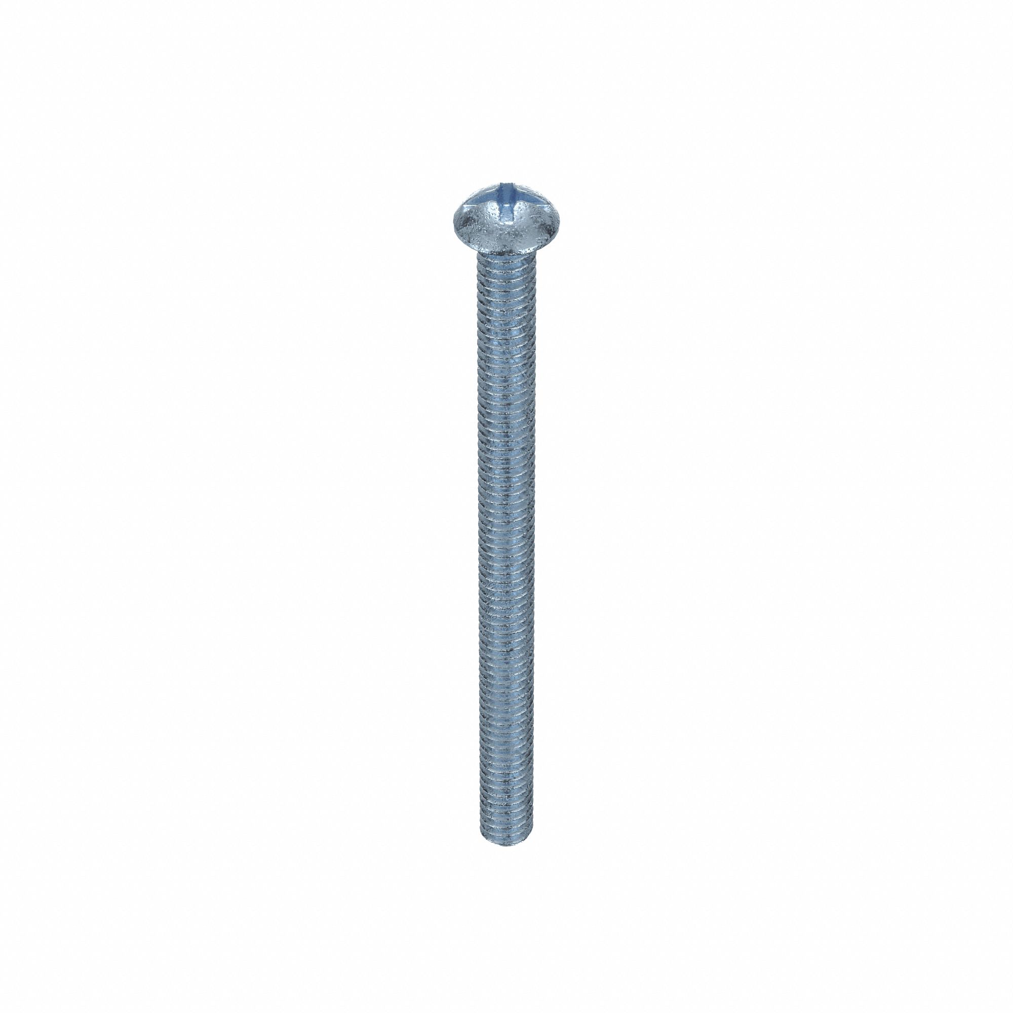 Machine Screw: 1/4"-20 Thread Size, 3 1/2 in Lg, Steel, Zinc-Plated, Round, Machine Screw, 100 PK
