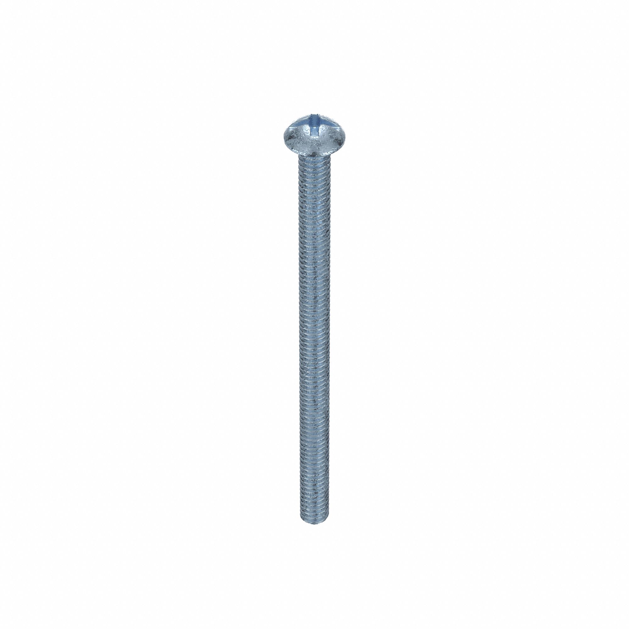 Machine Screw: 1/4"-20 Thread Size, 4 in Lg, Steel, Zinc-Plated, Round, Machine Screw, 100 PK