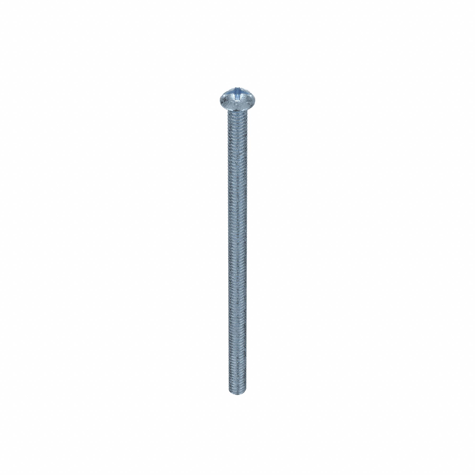 Machine Screw: 1/4"-20 Thread Size, 5 in Lg, Steel, Zinc-Plated, Round, Machine Screw, 100 PK