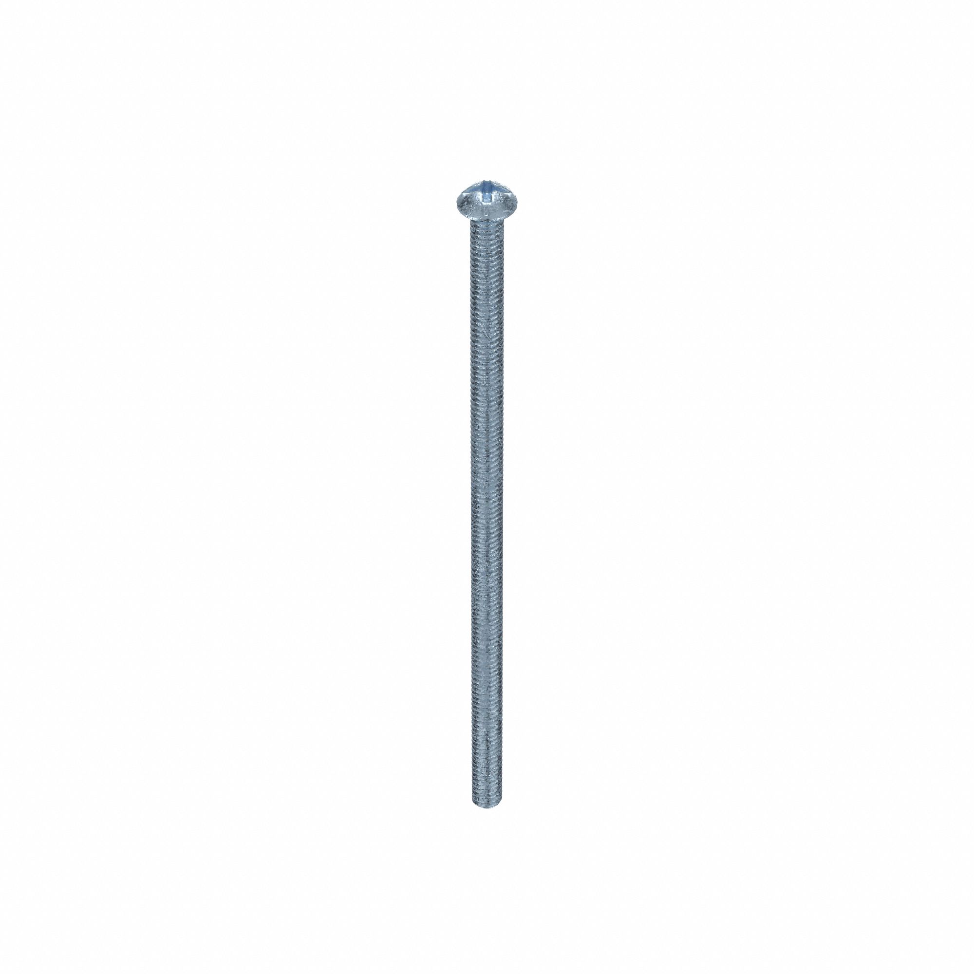 Machine Screw: 1/4"-20 Thread Size, 6 in Lg, Steel, Zinc-Plated, Round, Machine Screw, 100 PK
