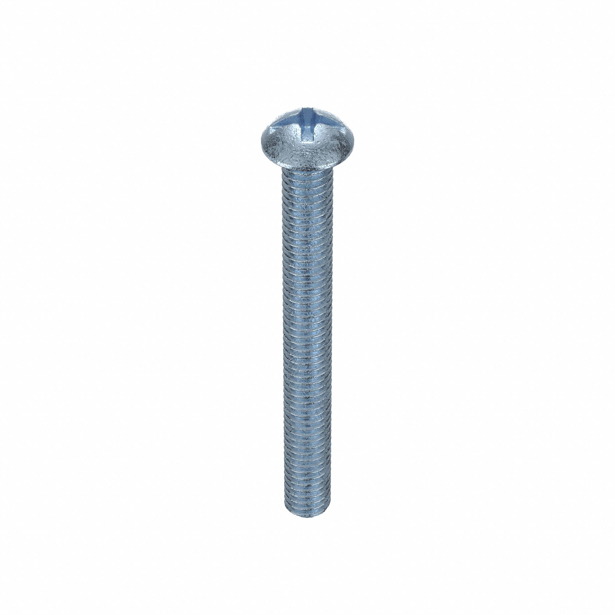 Machine Screw: 5/16"-18 Thread Size, 3 in Lg, Steel, Zinc-Plated, Round, Machine Screw, 100 PK