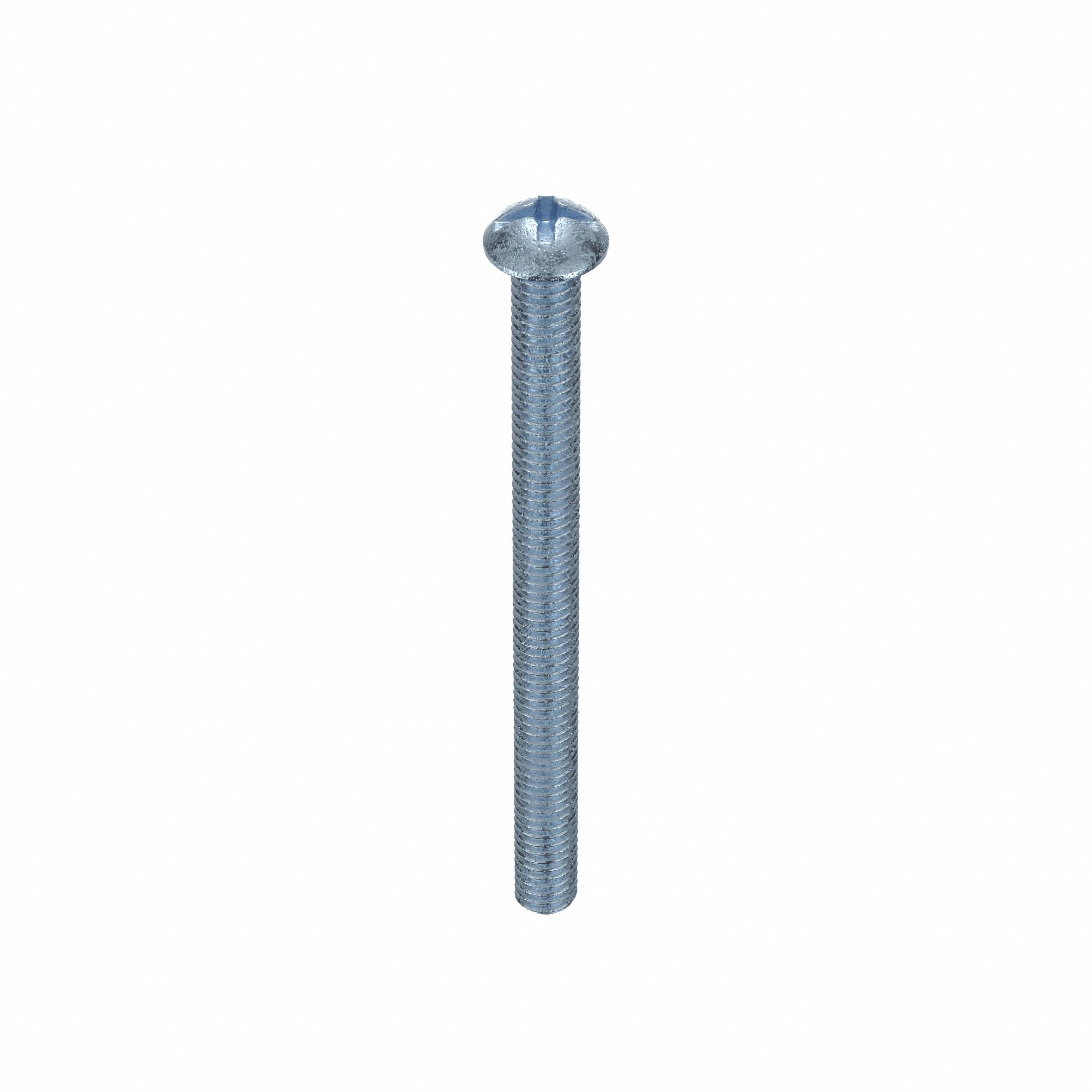 Machine Screw: 5/16"-18 Thread Size, 4 in Lg, Steel, Zinc-Plated, Round, Machine Screw, 50 PK