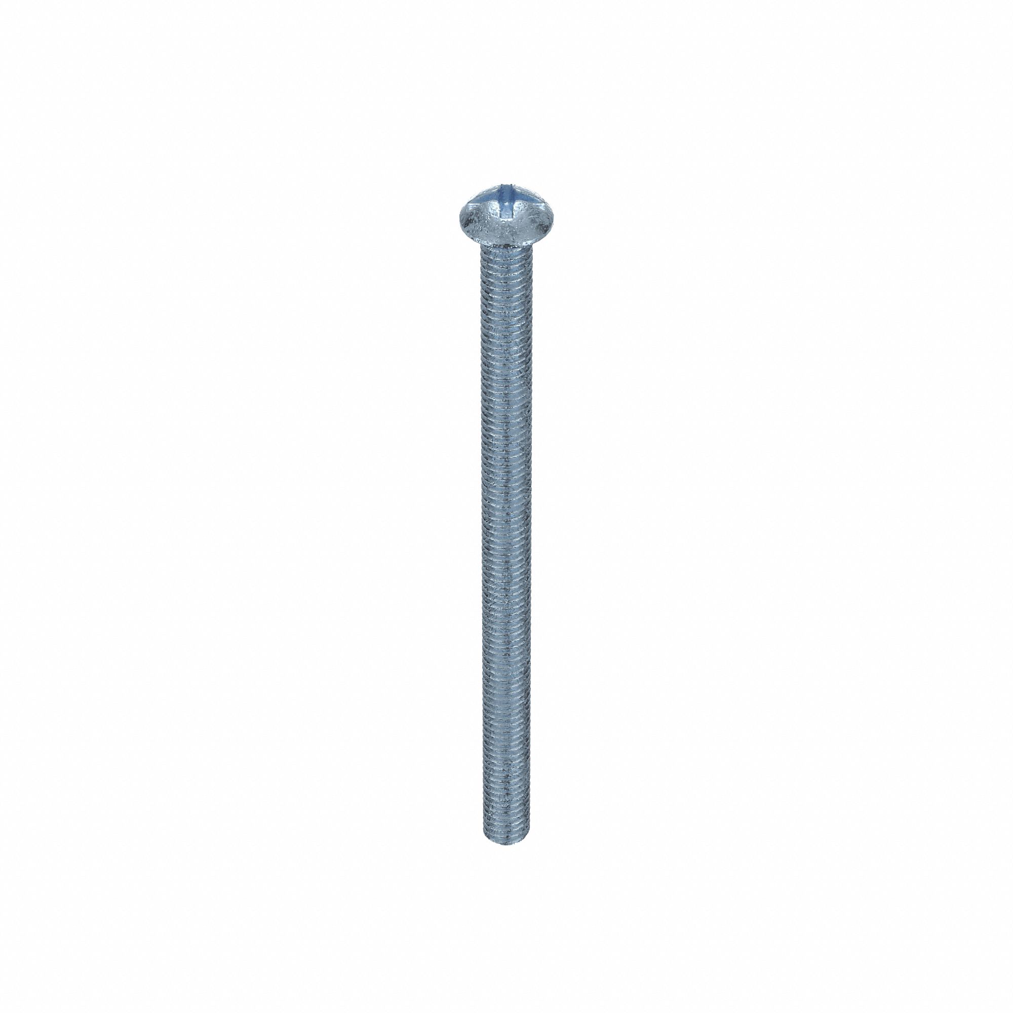 Machine Screw: 5/16"-18 Thread Size, 5 in Lg, Steel, Zinc-Plated, Round, Machine Screw, 50 PK
