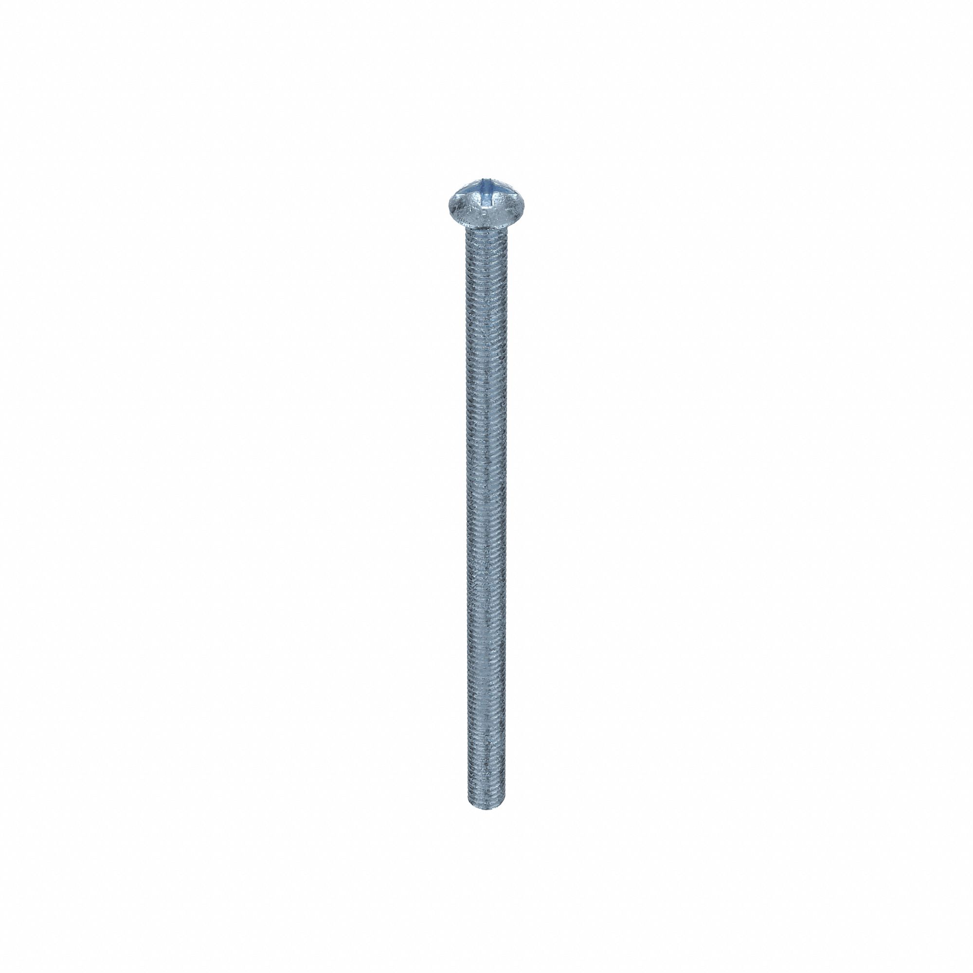 Machine Screw: 5/16"-18 Thread Size, 6 in Lg, Steel, Zinc-Plated, Round, Machine Screw, 50 PK