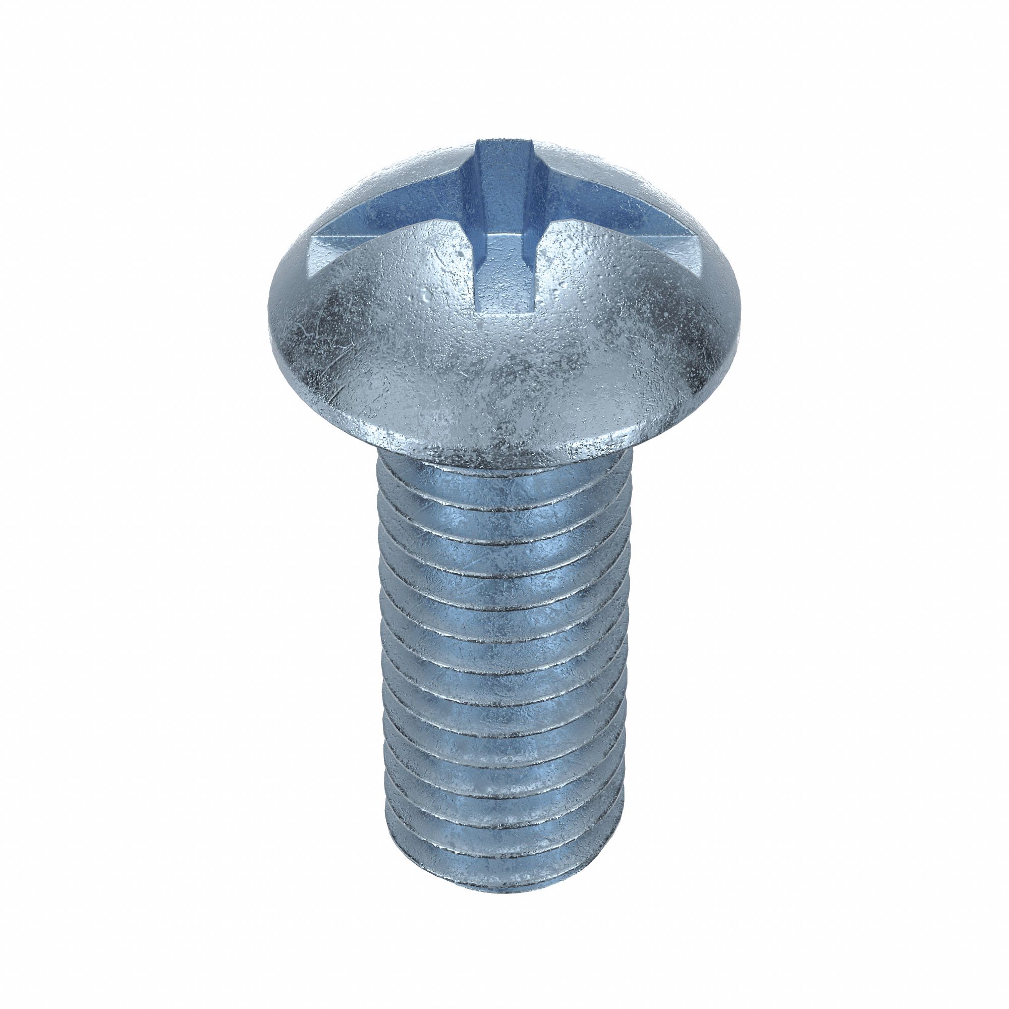 Machine Screw: 3/8"-16 Thread Size, 1 in Lg, Steel, Zinc-Plated, Round, Machine Screw, 100 PK