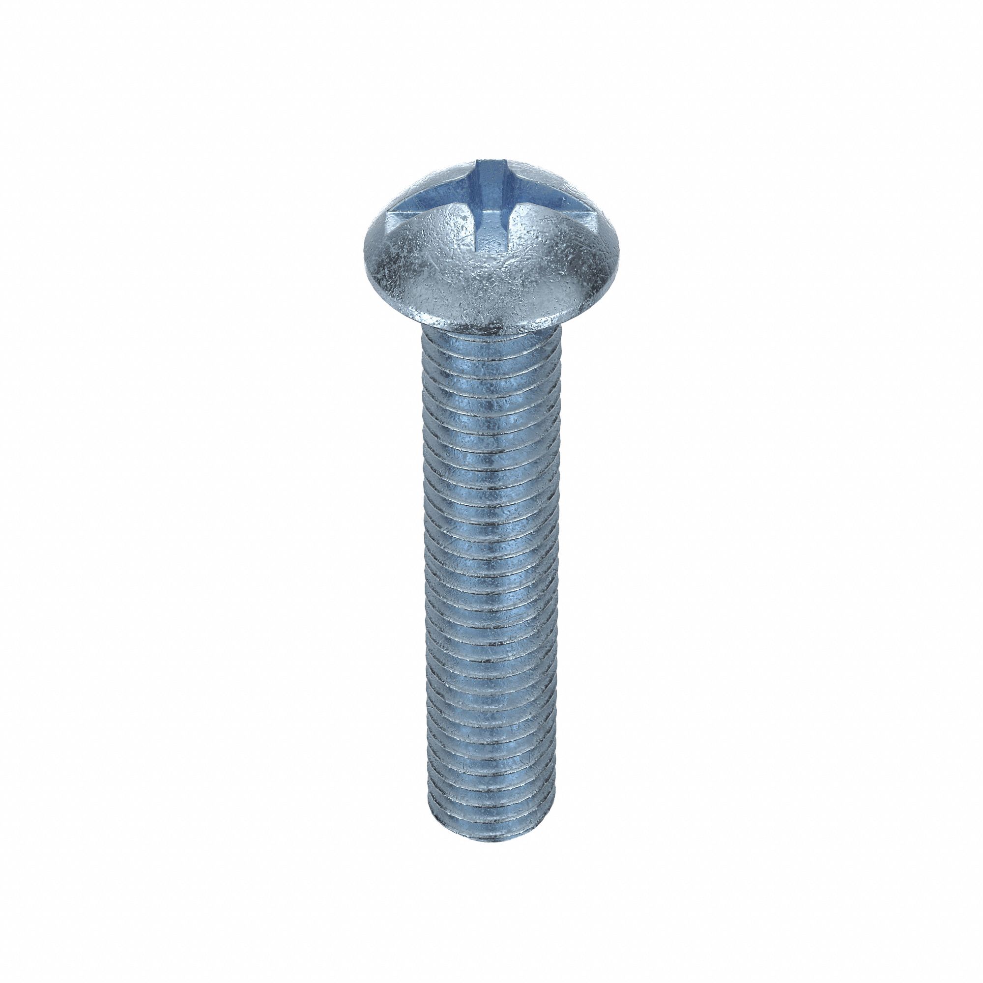 Machine Screw: 3/8"-16 Thread Size, 2 in Lg, Steel, Zinc-Plated, Round, Machine Screw, 100 PK