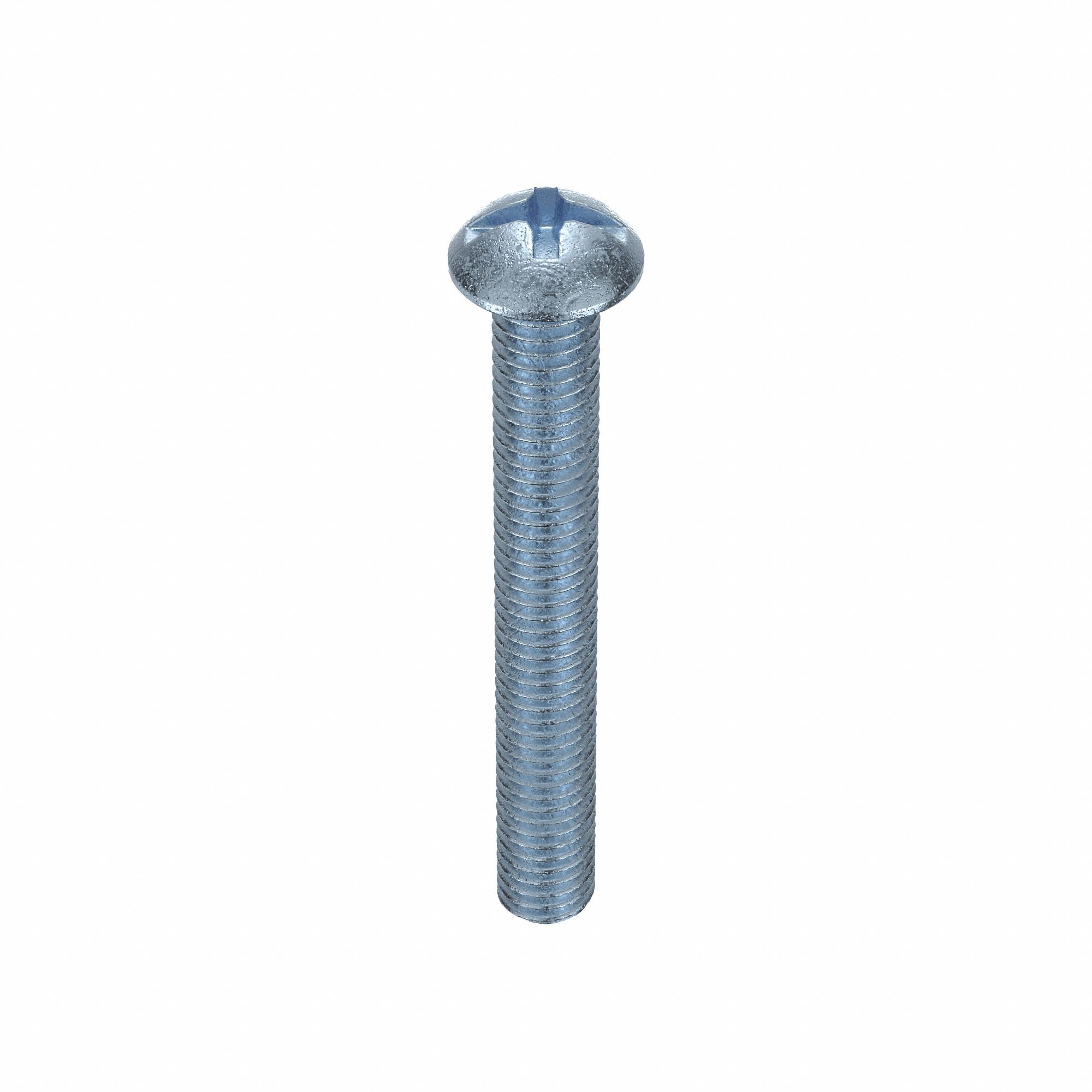 Machine Screw: 3/8"-16 Thread Size, 3 in Lg, Steel, Zinc-Plated, Round, Machine Screw, 50 PK