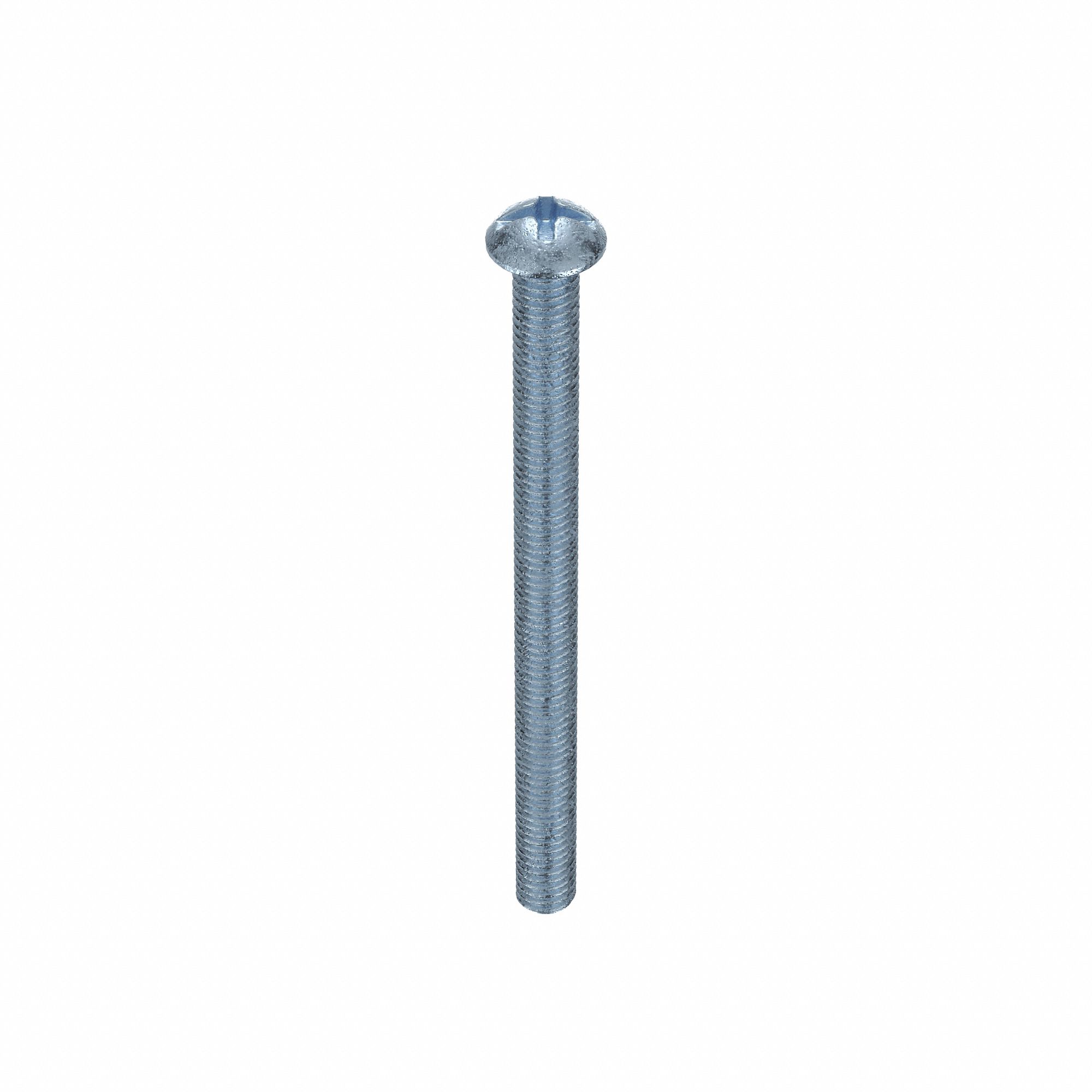 Machine Screw: 3/8"-16 Thread Size, 5 in Lg, Steel, Zinc-Plated, Round, Machine Screw, 50 PK