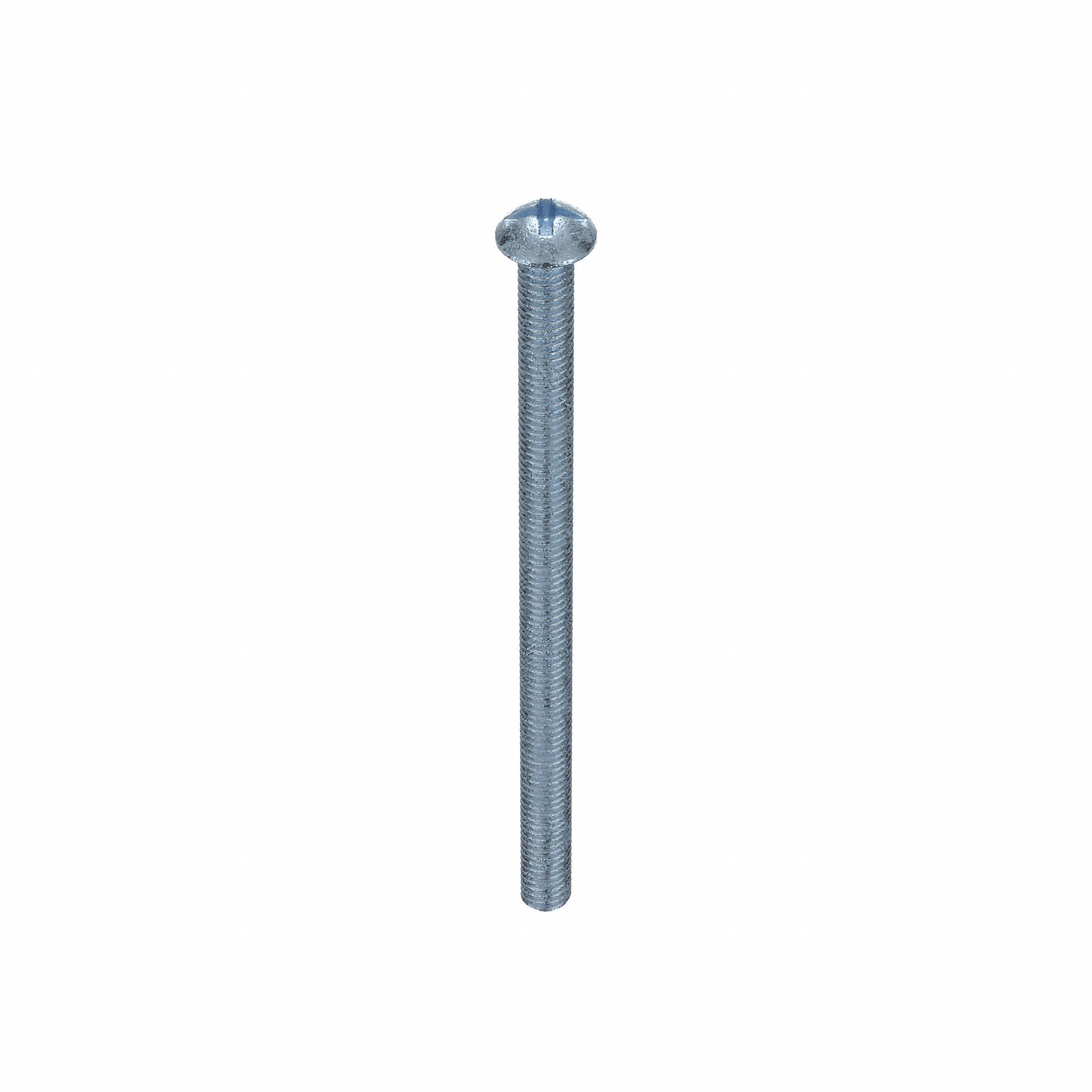 Machine Screw: 3/8"-16 Thread Size, 6 in Lg, Steel, Zinc-Plated, Round, Machine Screw, 50 PK