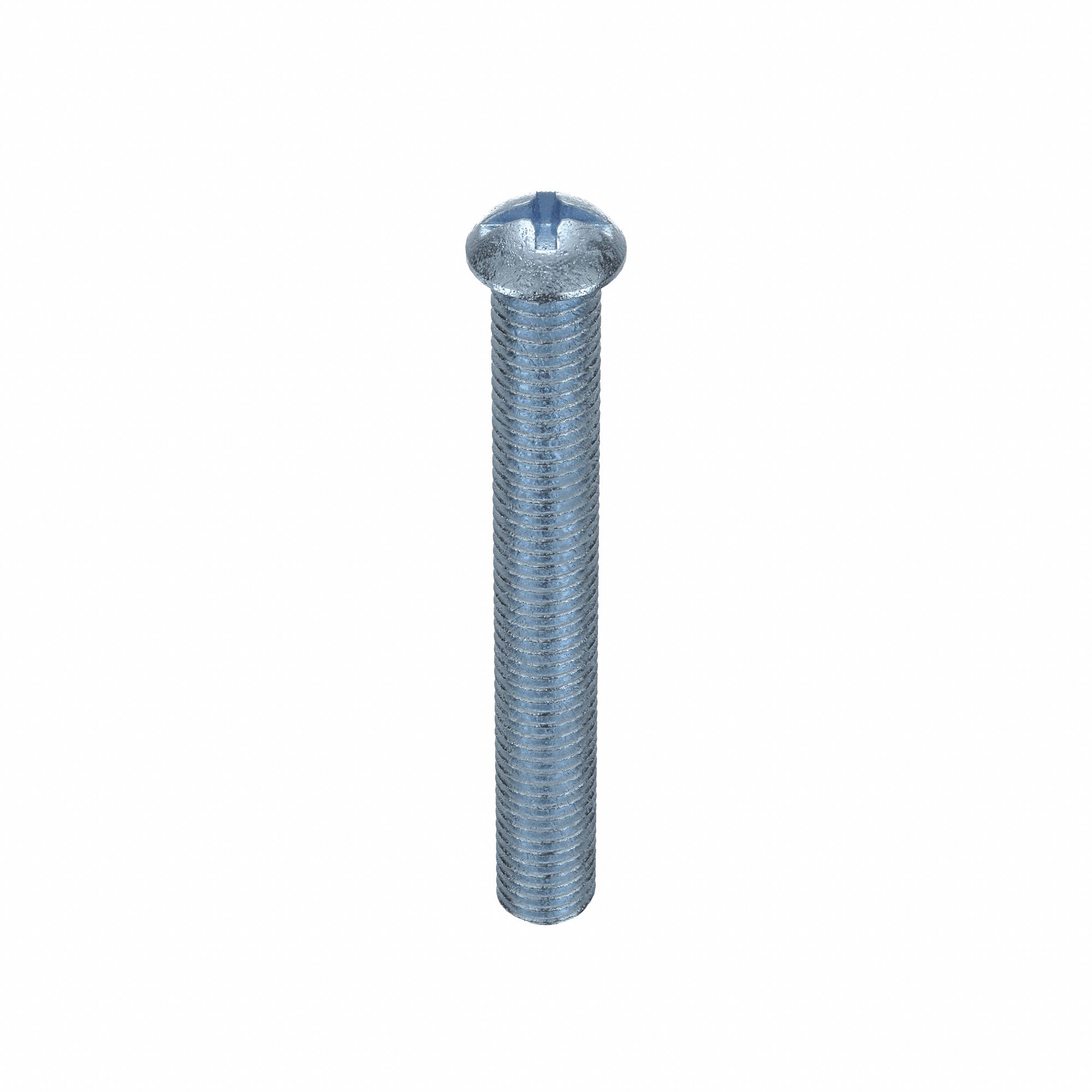 Machine Screw: 1/2"-13 Thread Size, 4 in Lg, Steel, Zinc-Plated, Round, Machine Screw, 25 PK