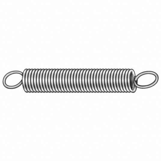 GRAINGER APPROVED Extension Spring Utility, High Carbon Steel, 1 in