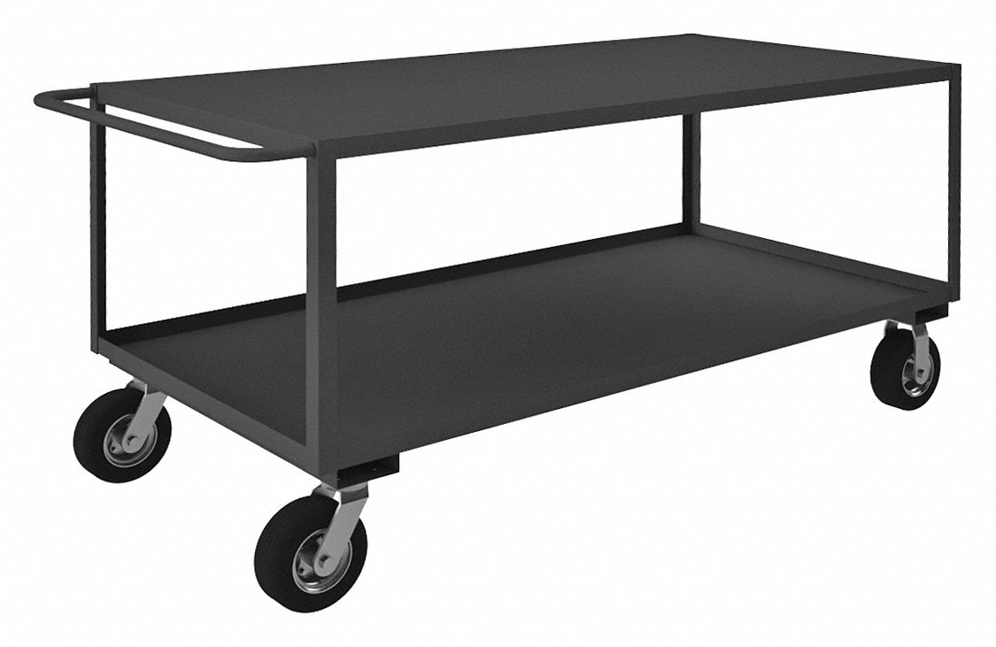 UTILITY CART WITH LIPPED & FLUSH METAL SHELVES, 3,000 LB LOAD CAPACITY, 2 SHELVES