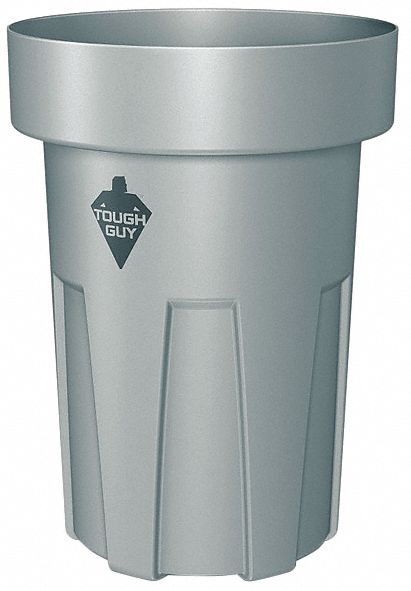 TOUGH GUY, Round, Gray, Correctional Facility Trash Can - 1NFG9|1NFG9 ...