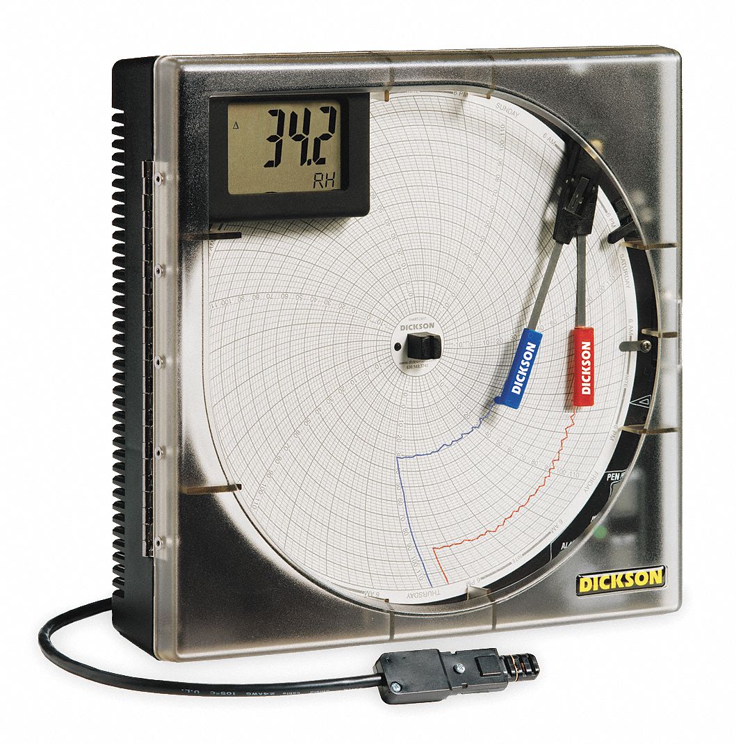 DICKSON Circular Chart Recorder, Temperature and Humidity, 1, 31, 7 ...