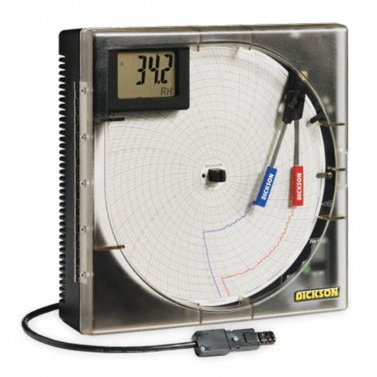 DICKSON, Temp & Humidity, For 8 in Chart Size, Circular Chart Recorder