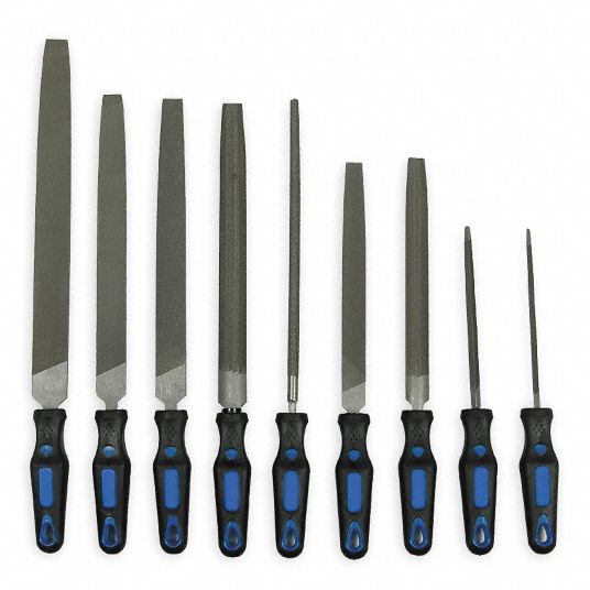 WESTWARD File Set Includes Handle, 9 Pieces, Bastard Cut, Pouch