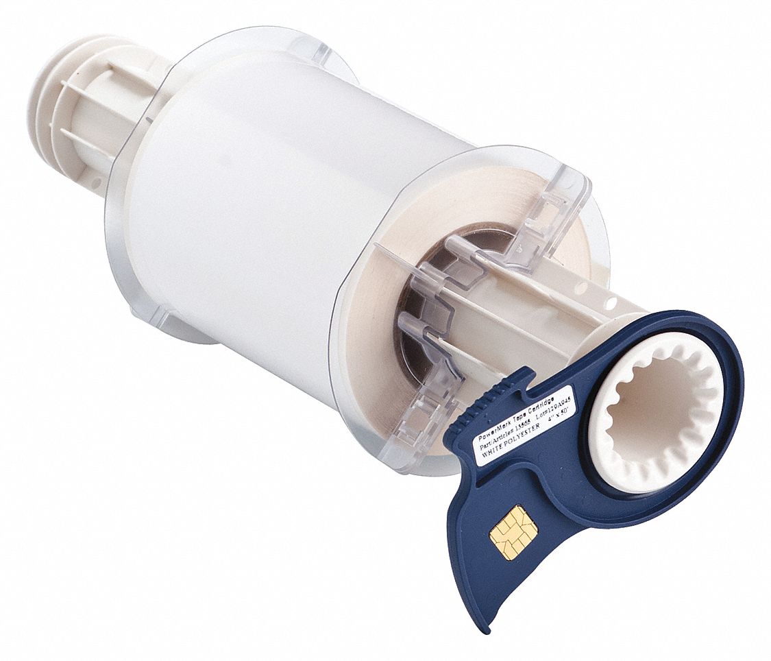 Continuous Label Stock: 4 in x 50 ft, Polyester, White (Gloss), Indoor/Outdoor