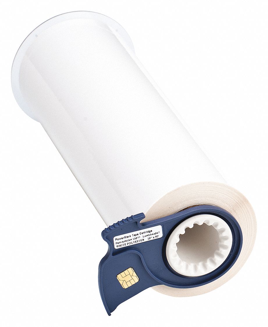 Continuous Label Stock: 10 in x 50 ft, Polyester, White (Gloss), Indoor/Outdoor