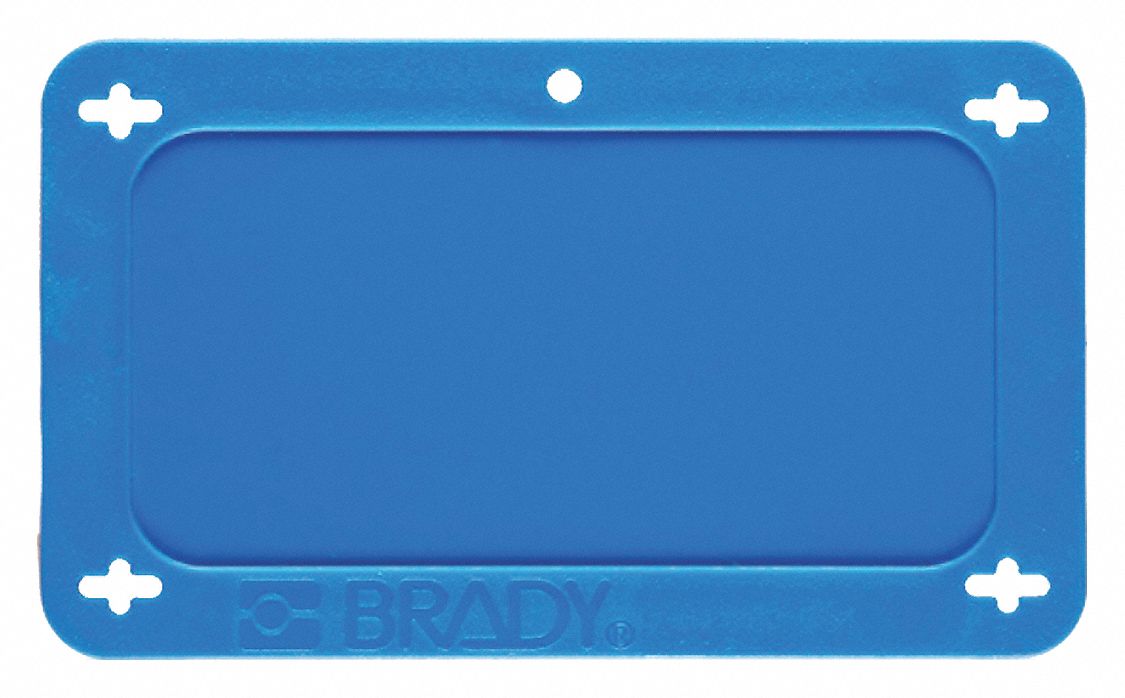 Blank Tag: Plastic, Blue, Rectangle, 3 11/16 in x 2 3/16 in