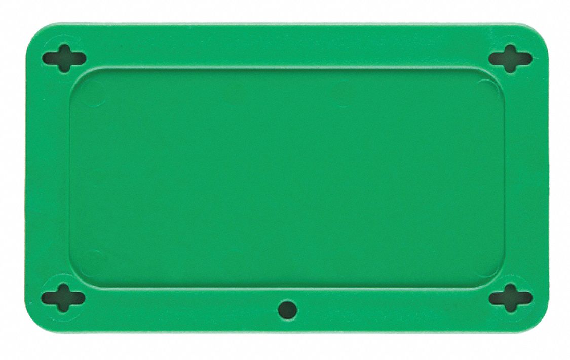 Blank Tag: Plastic, Green, Rectangle, 3 11/16 in x 2 3/16 in