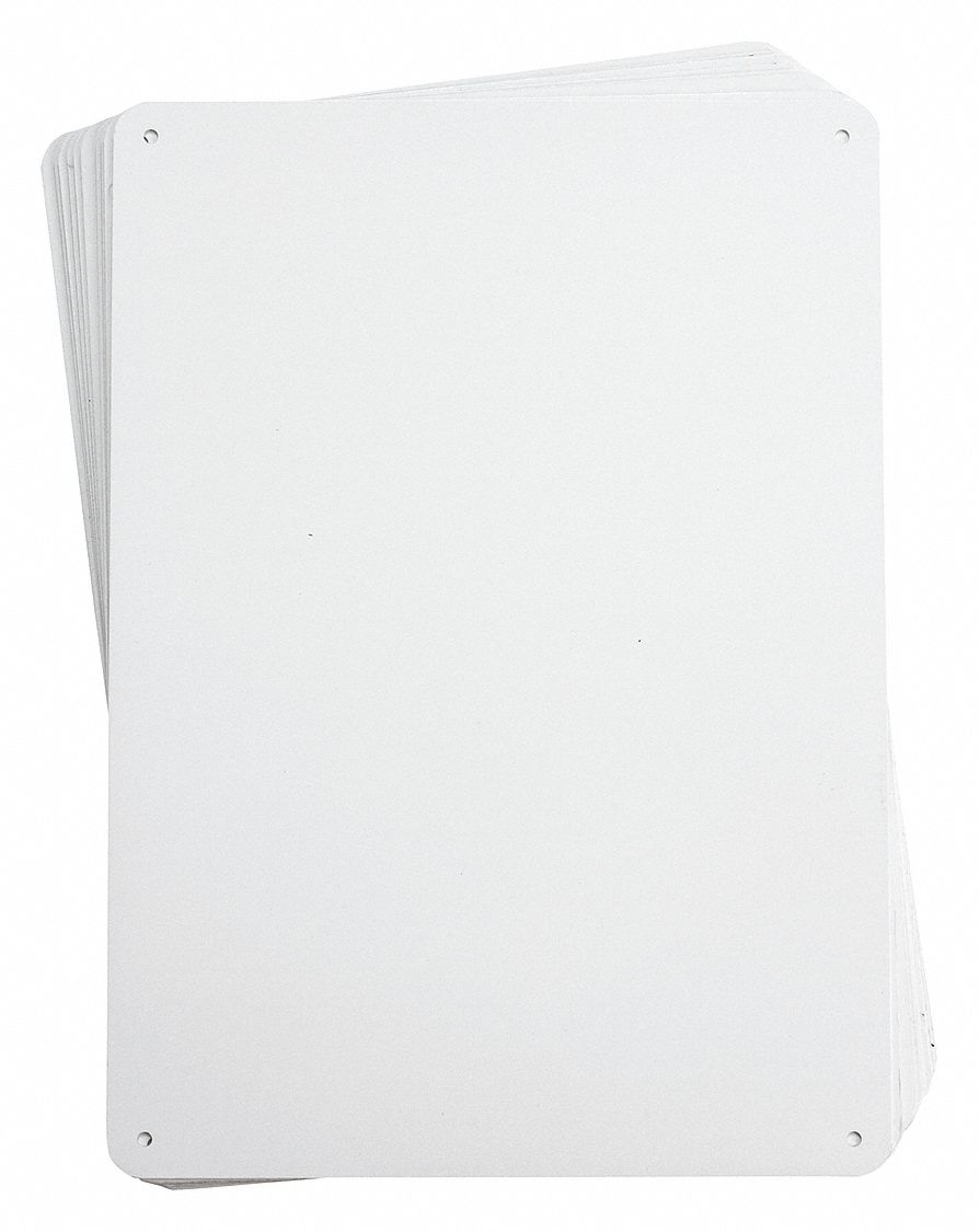 CUSTOM SIGN, ALUMINUM, NO LEGEND, NO HEADER, RECTANGLE, 10¼ IN HEIGHT, 14¼ IN WIDTH, MOUNTING HOLES, WHITE