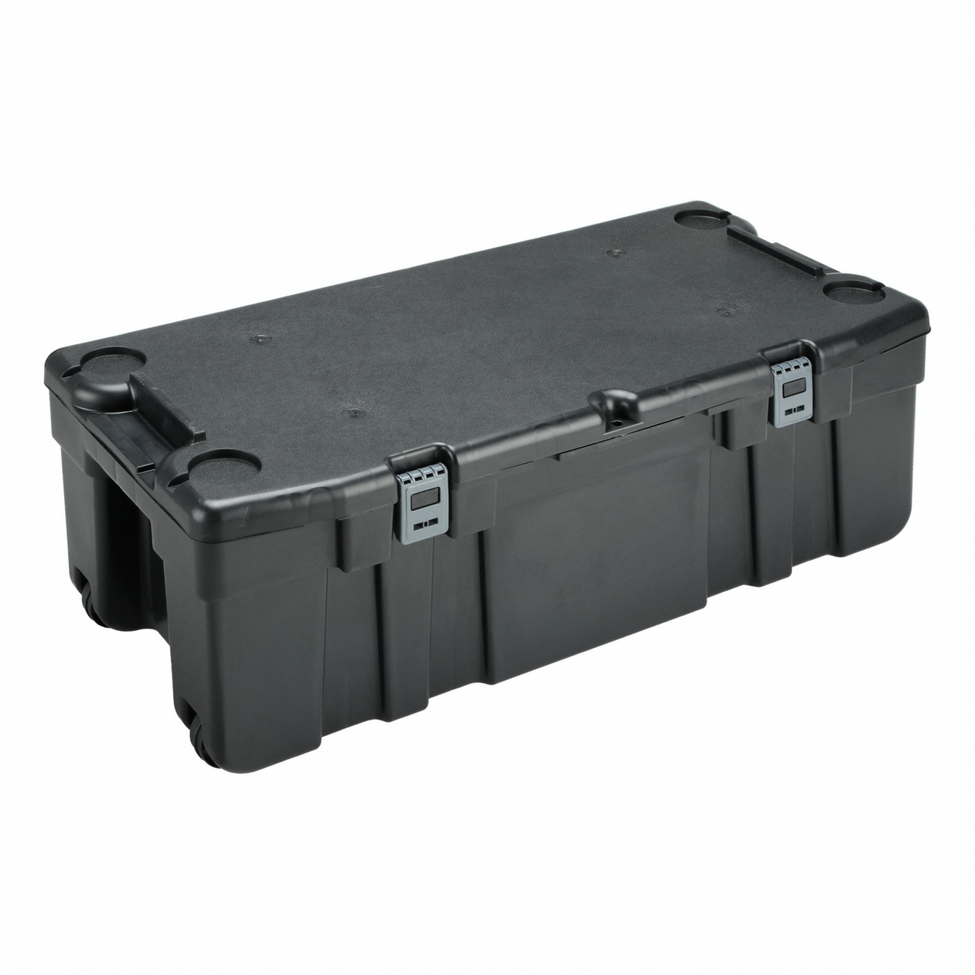 Mobile Storage Trunk: 28 gal, 37 in x 17 1/2 in x 14 in, Black, Plastic, Steel