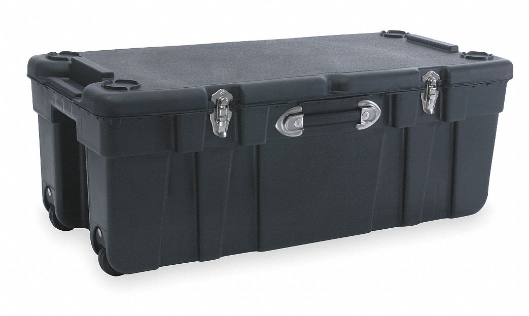 Mobile Storage Trunk: 38.15 gal, 37 in x 17 1/2 in x 14 in, Black, Polypropylene