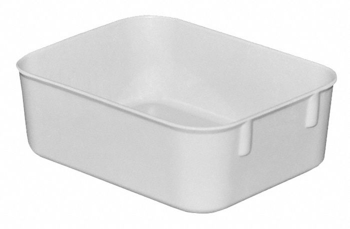 Nesting Tote: 0.2 gal, 6 1/8 in x 4 7/8 in x 2 1/8 in, -60°F to 250°F, Gray, Solid