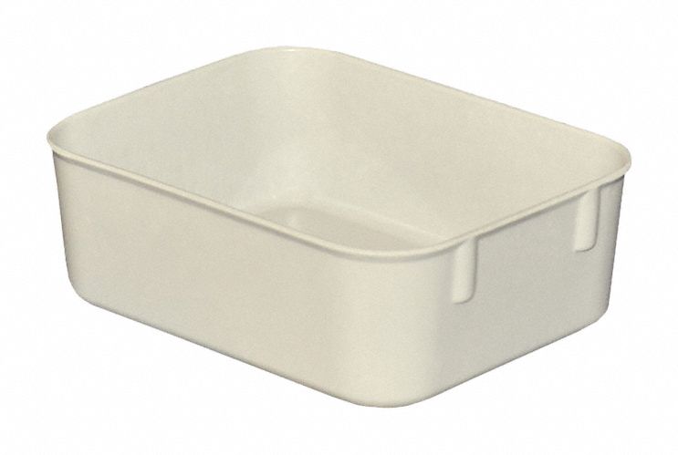 Nesting Tote: 0.2 gal, 6 1/8 in x 4 7/8 in x 2 1/8 in, -60°F to 250°F, White