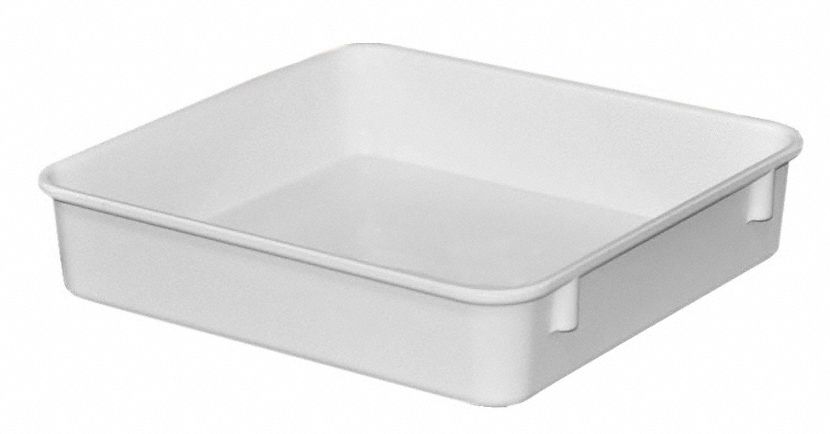 Nesting Tote: 0.7 gal, 9 3/4 in x 9 1/4 in x 2 1/8 in, -60°F to 250°F, Gray, Solid