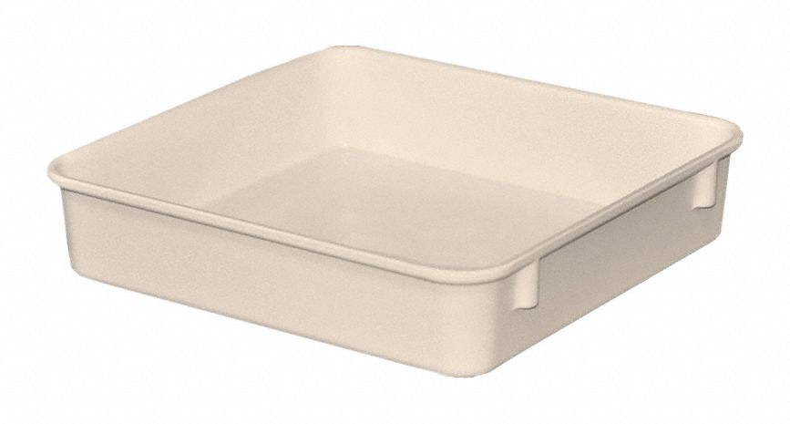 Nesting Tote: 0.7 gal, 9 3/4 in x 9 1/4 in x 2 1/8 in, -60°F to 250°F, White