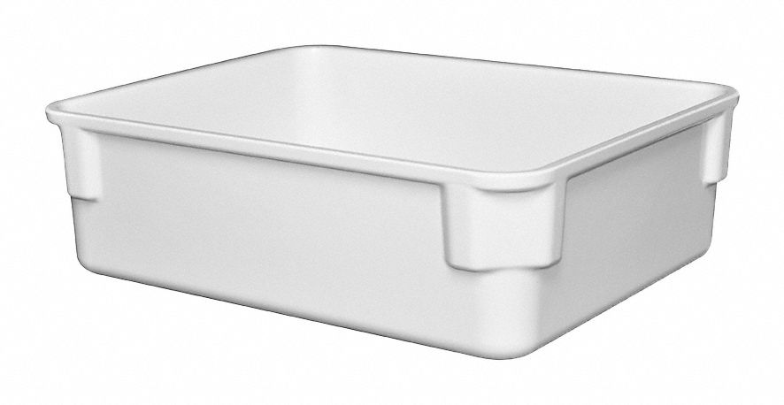 Nesting Tote: 1.3 gal, 11 3/8 in x 9 1/4 in x 3 3/8 in, -60°F to 250°F, White