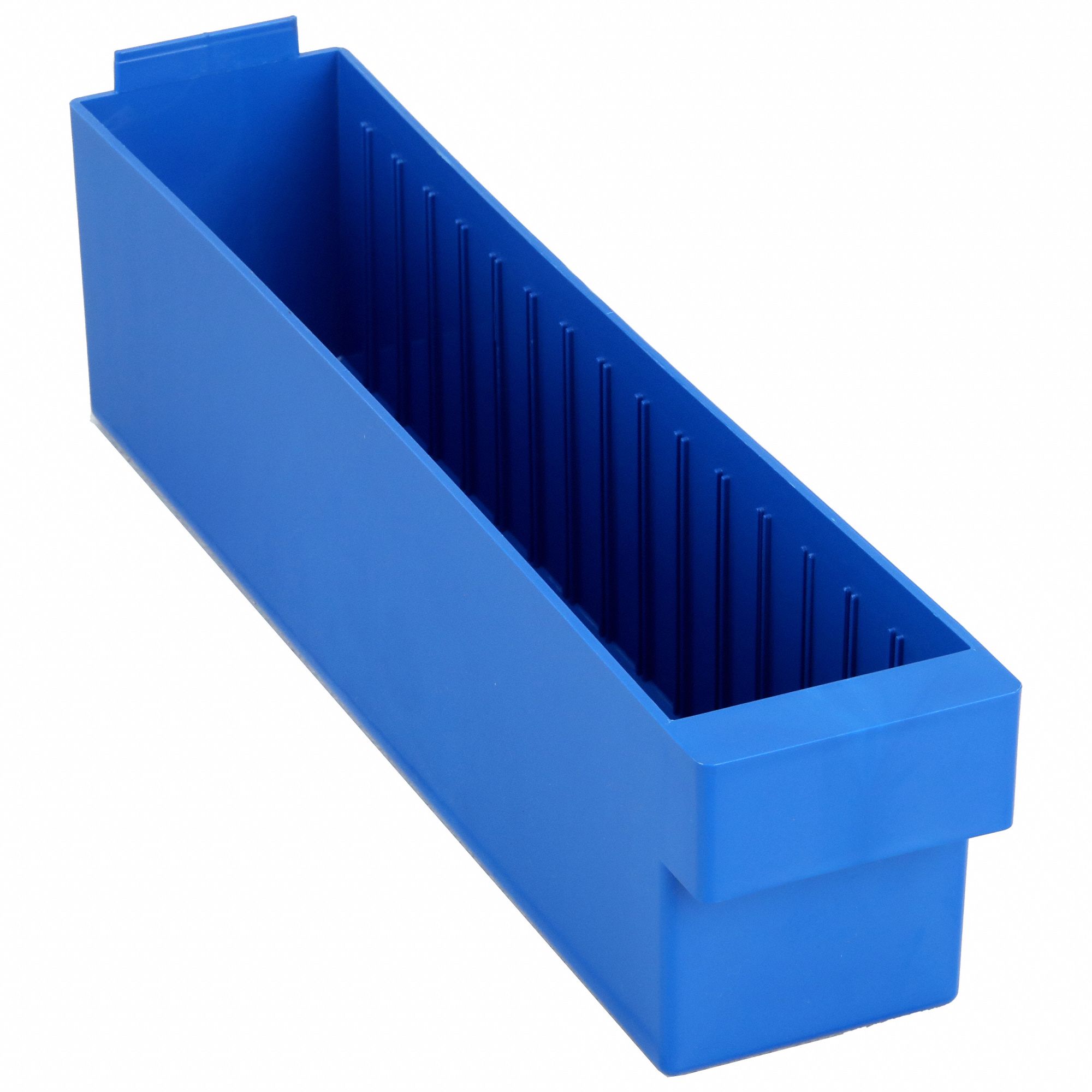 Drawer Bin: 17 5/8 in Overall Lg, 3 3/4 in x 4 5/8 in, Blue, 0 Dividers