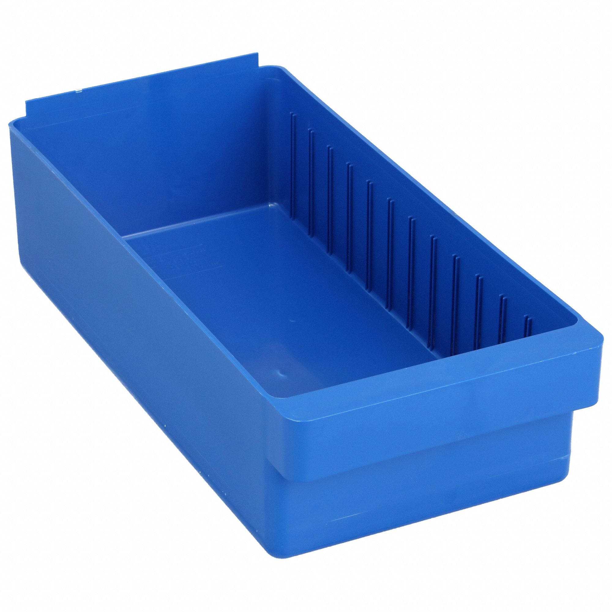 Drawer Bin: 17 5/8 in Overall Lg, 8 3/8 in x 4 5/8 in, Blue, 0 Dividers